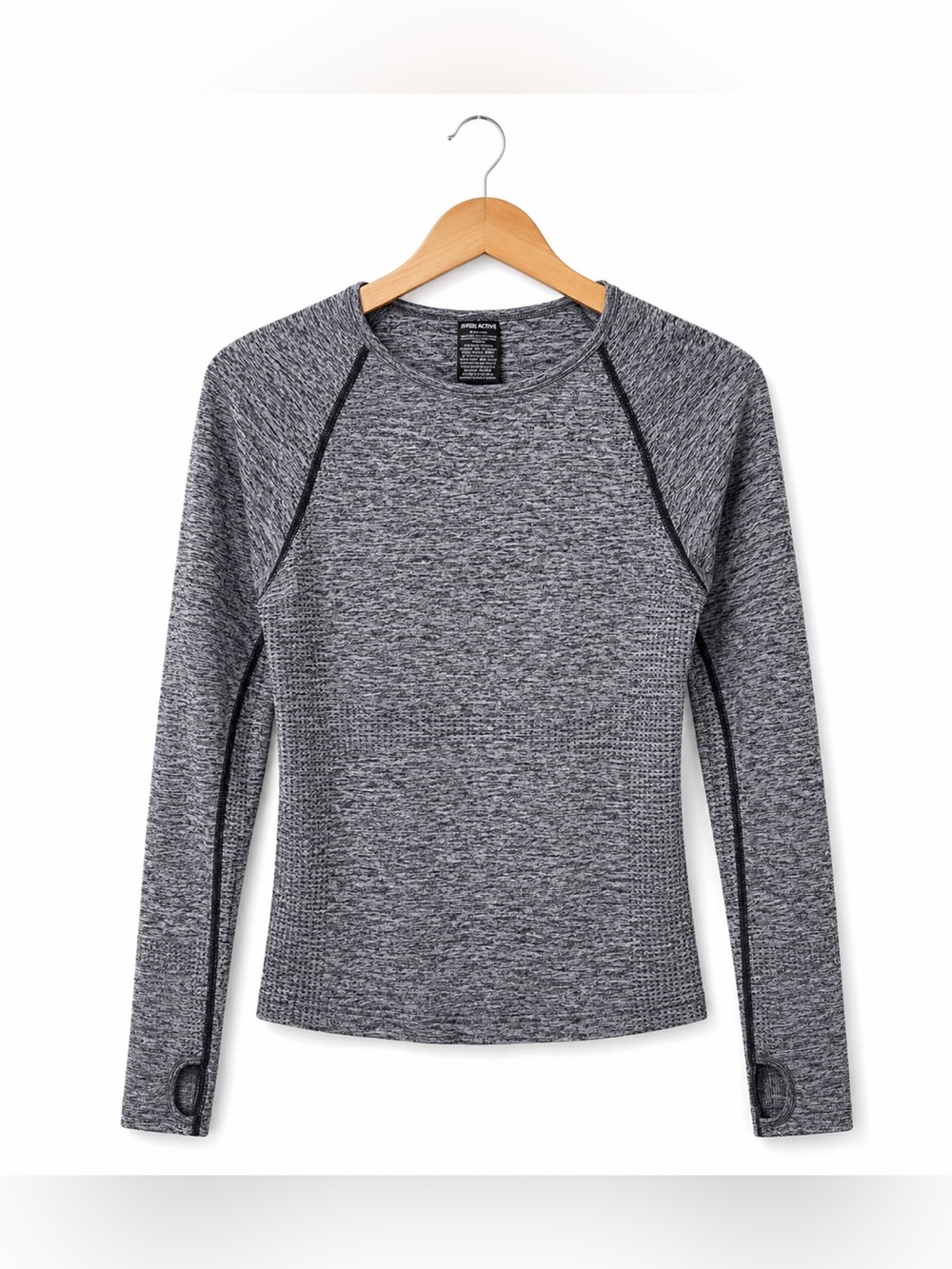 PINK Victoriaโs Secret Gray Marl Performance Long Sleeve Top Size M Yoga Gym